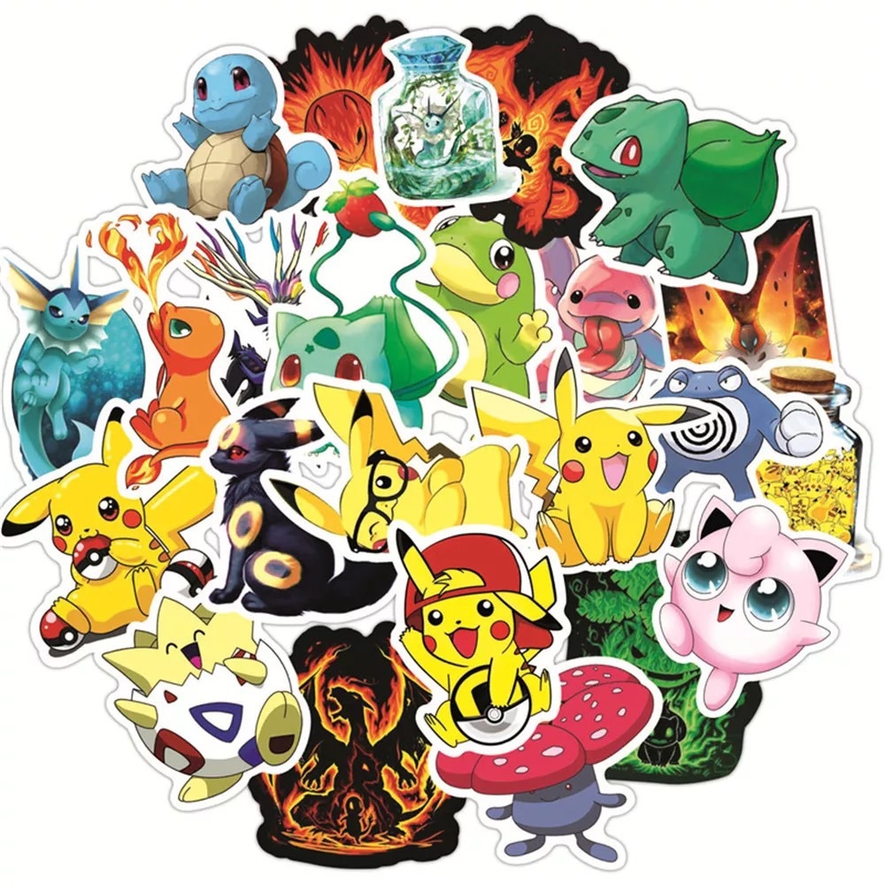 50pcs Pokémon Waterproof Vinyl Decal Stickers